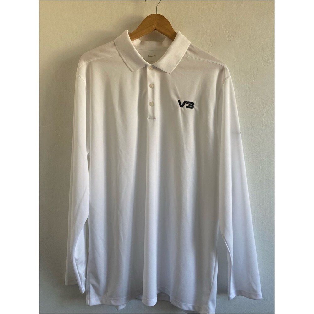 NWT Nike Golf V3 Polo Long Sleeve Shirt Size XL White Athletic